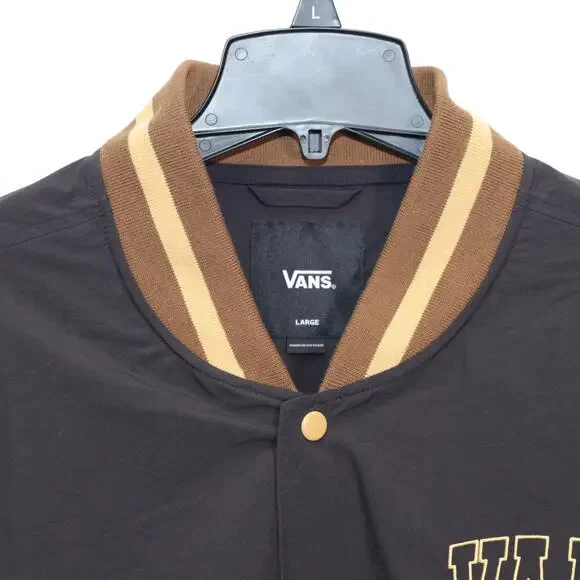 Vans Men’s Nylon Varsity Bomber Jacket – Black & Antelope Tan – Size Large – NWT - Picture 6 of 9